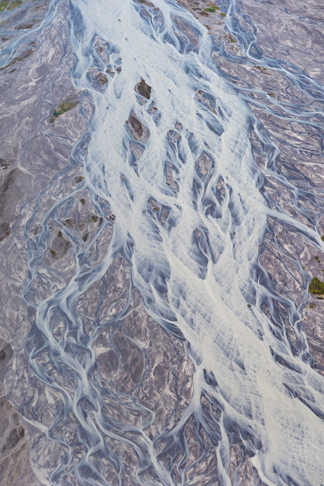 Glacial river flow from the air

