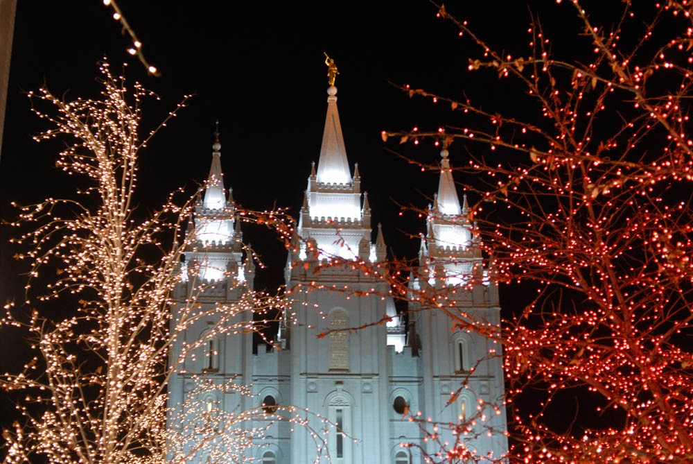 Salt Lake City Temple - Christmas through the Trees