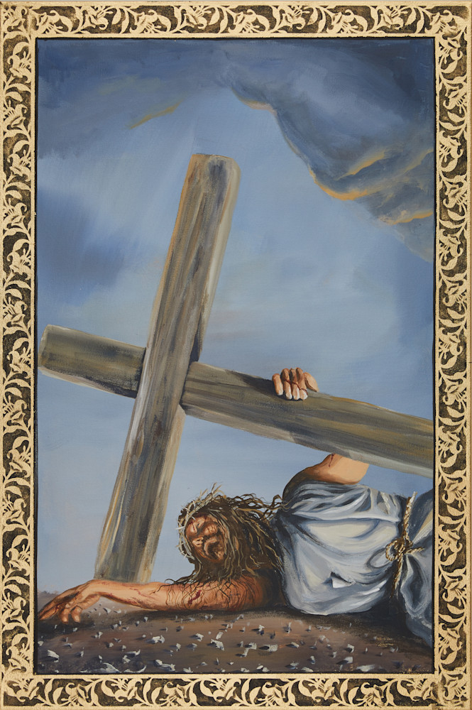Ninth Station of the Cross painting by Holly Whiting