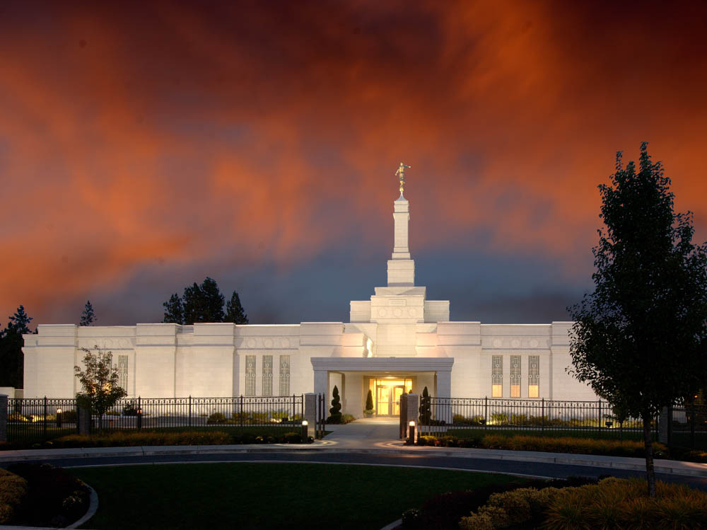 Spokane Temple - Sunset Clouds