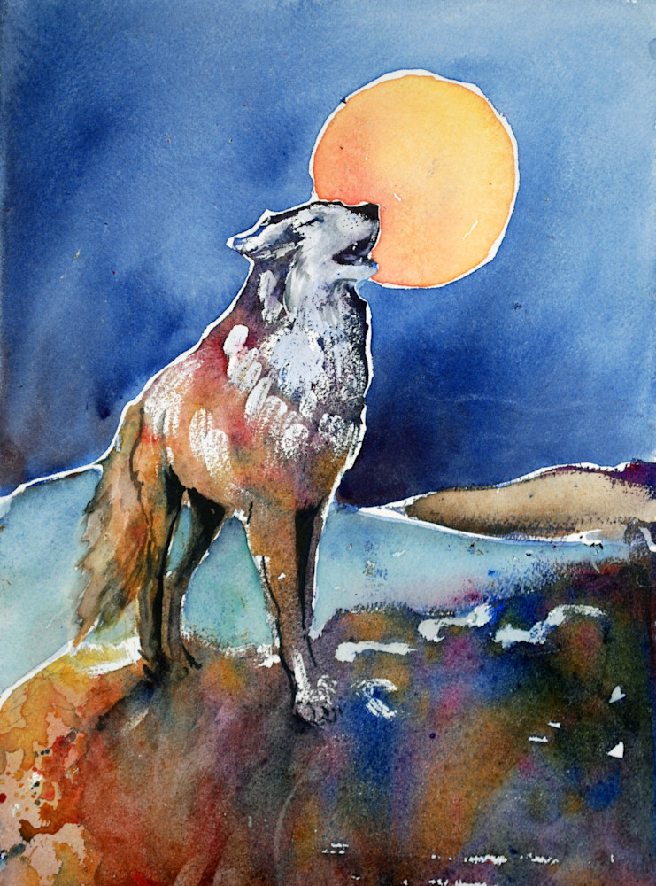 Moon Song Spirit Wolf Art Print 