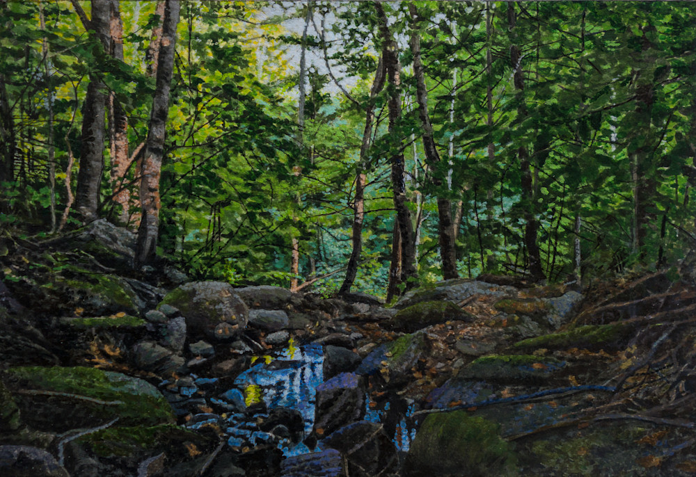 Pointillism Landscape Vermont Forest New England Painting