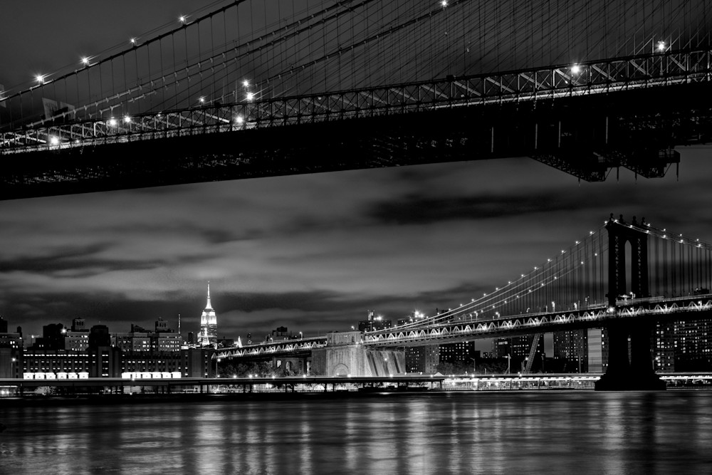 Two Bridges - Brooklyn Manhattan Bridge Brooklyn New York City NY USA Black & White | Cityscape Two Bridges - Brooklyn Manhattan Bridge Brooklyn New York City NY USA Black & White | Cityscape
