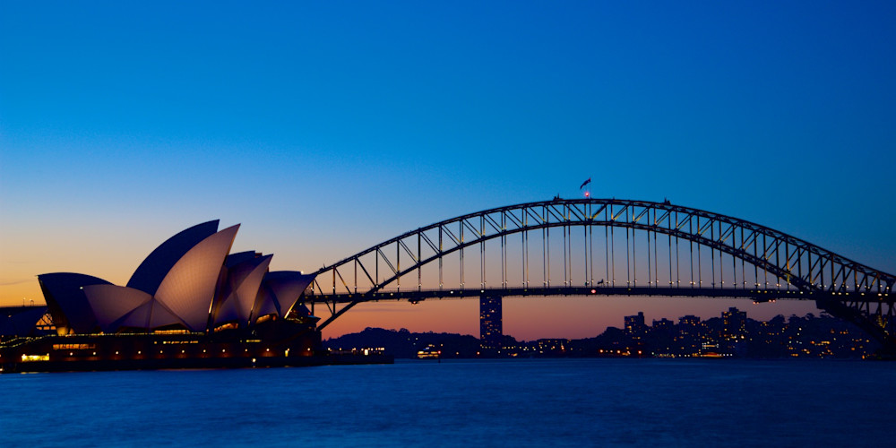 Sydneys Icons Sunset - Sydney Habour Bridge Opera House Australia Landscape | Sunset