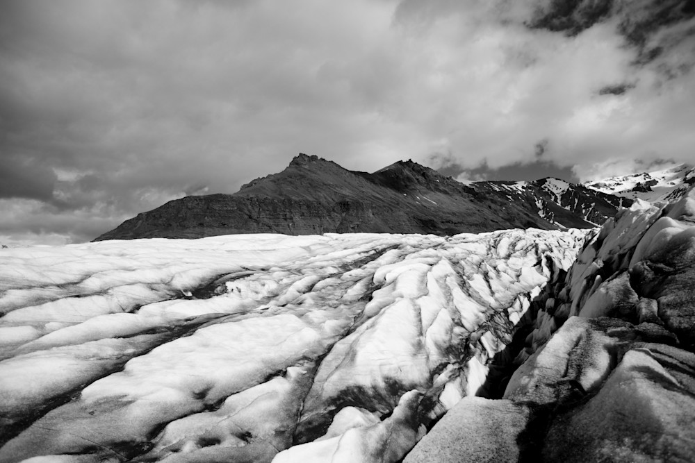Glacial Contrast - Svinafellsjokull Skaftafell Vatnajokull Iceland | Black & White Limited Edition