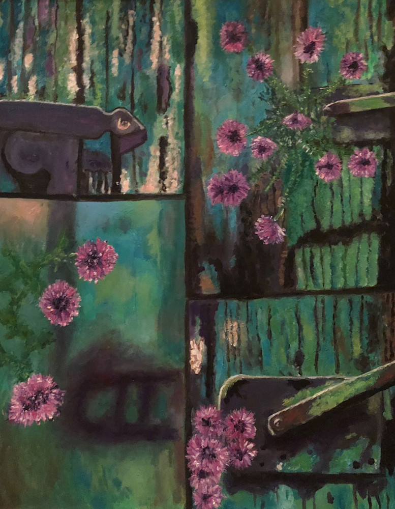 Old Door W Flowers 4 Ways Art | Marci Brockmann Author, Artist, Podcaster & Educator