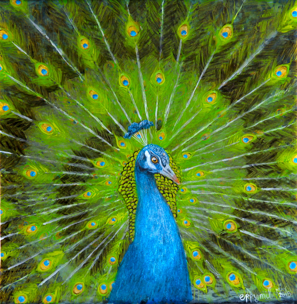 Peacock acrylic painting: Shop Print / Errymil Batol