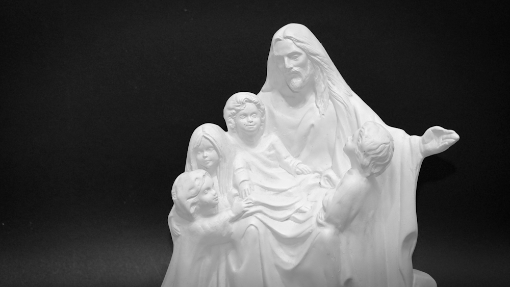 Black And White Jesus With Little Children Art | Drone Video TX