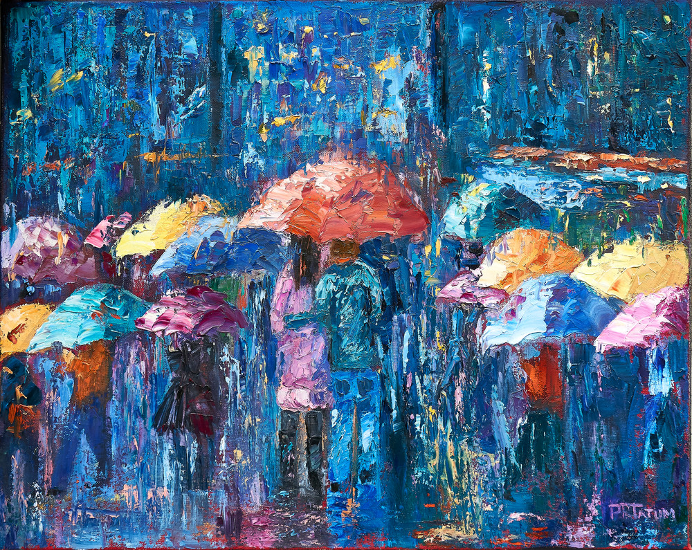 Lovers Walk In City Rain Iii Art | Pamela Ramey Tatum Fine Art