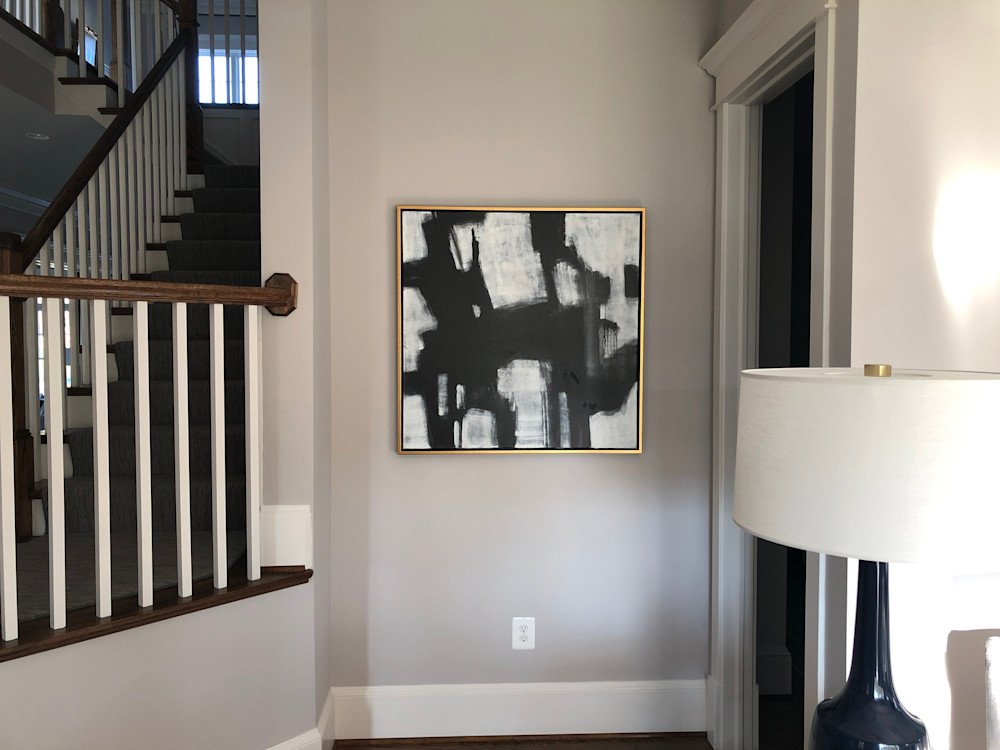 Black & White Abstract In A Hand Painted Frame Art | Studio Artistica
