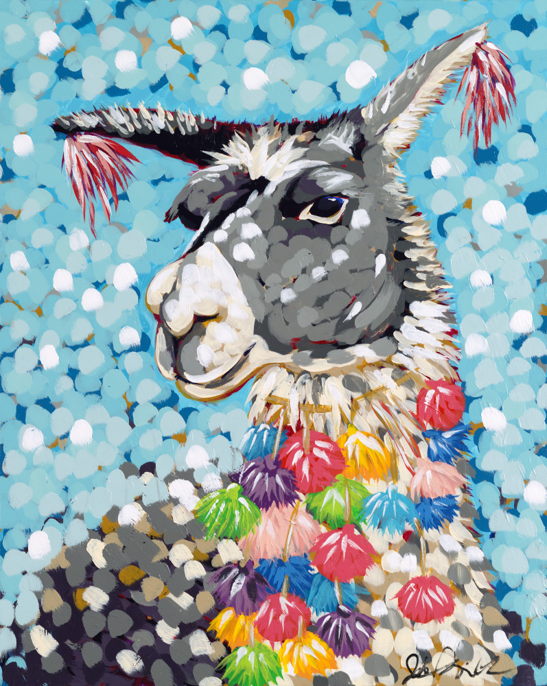 Jodi Augustine Original Acrylic Painting Of A Decorated Llama