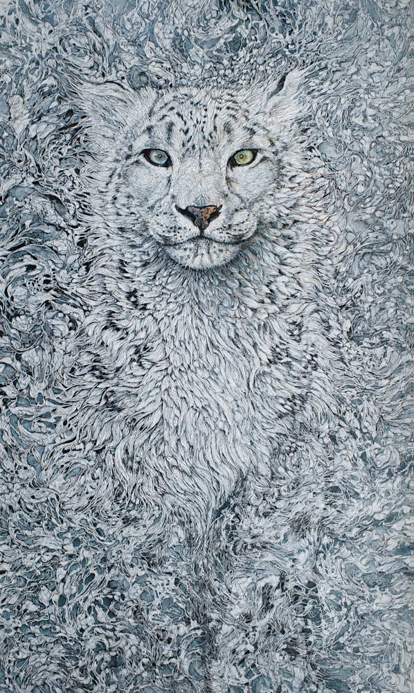 Winter's Ghost, Snow Leopard | Col Mitchell Contemporary Paper Artist