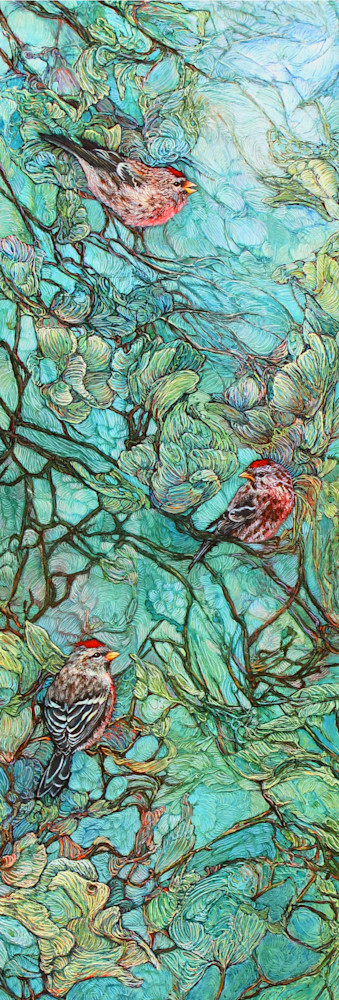 Aquamarine Labyrinth, Redpolls | Col Mitchell Contemporary Paper Artist