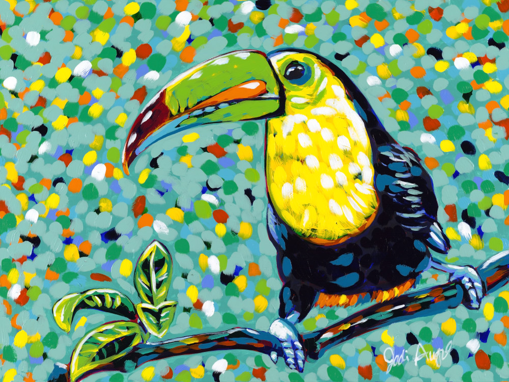 Original Fine Art Print Of A Colorful Toucan By Jodi Augustine