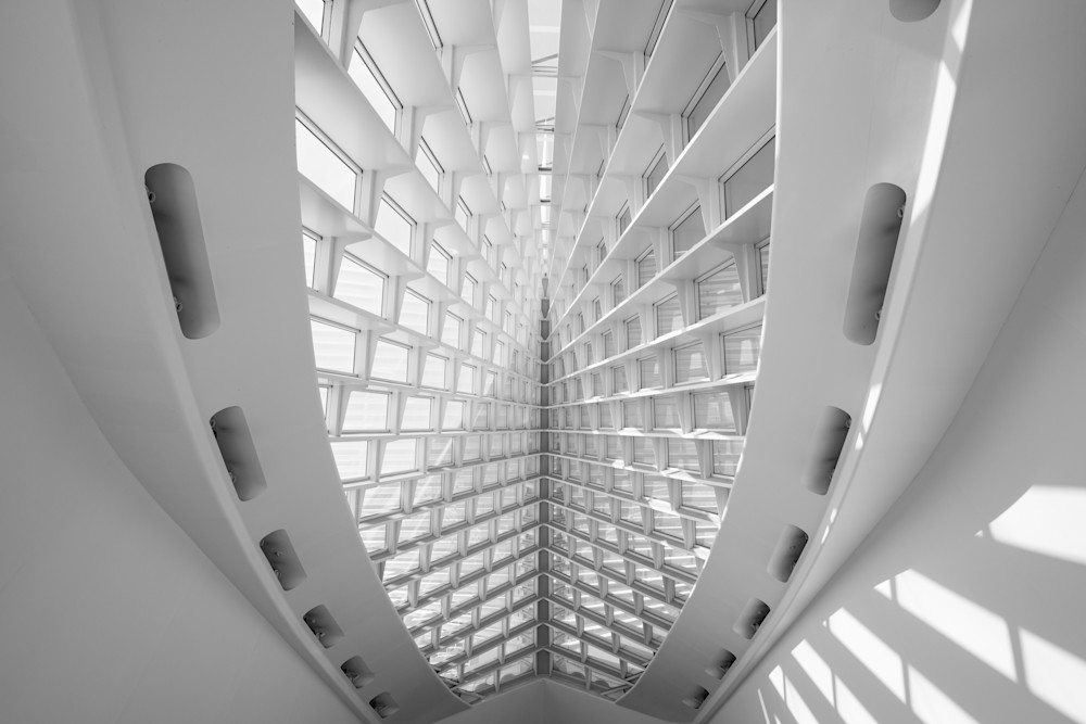 Milwaukee Art Museum Roof Structure | B&W photograph by Judith Barath