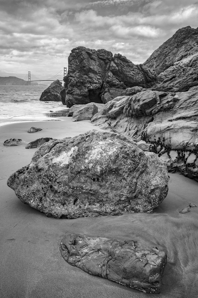 Rocks on China Beach, San Francisco | B&W photograph by Judith Barath