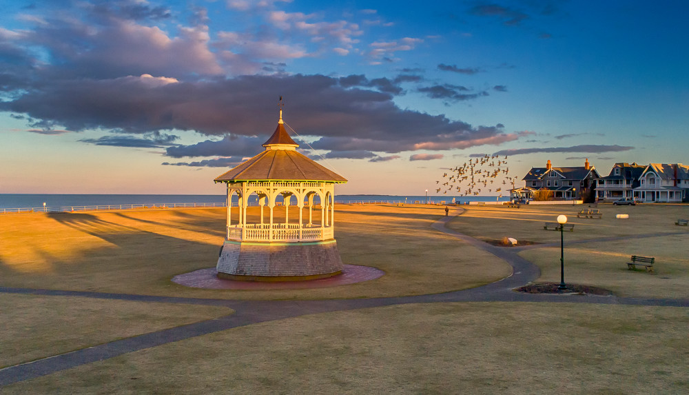 Bandstand Sunset Birds In Flight Art | Michael Blanchard Inspirational Photography - Crossroads Gallery