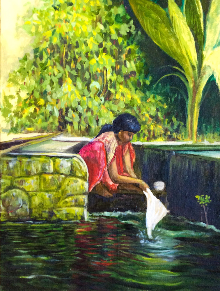Wash by the River in Kerala Fine Art Open Edition Print