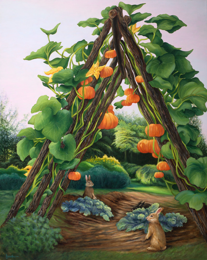 "Pumpkins And Pet Rabbits" Art | Bonnie Sailer Fine Art