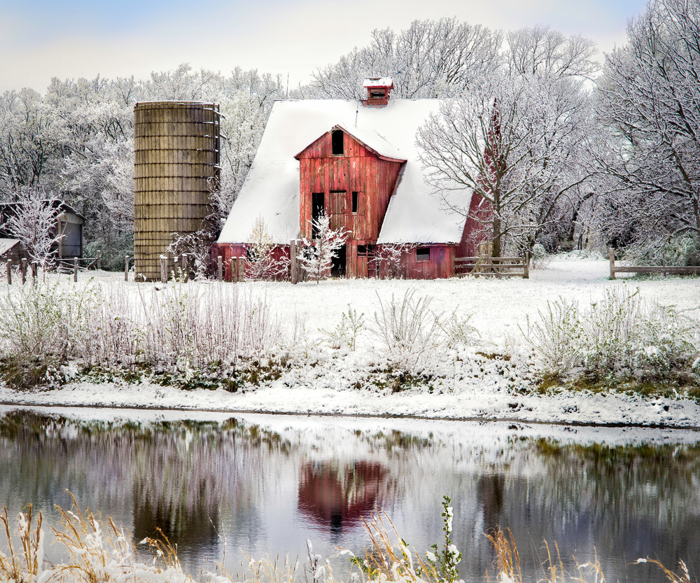 Americana color fine art photograph: Easter snow reflections, by noted photographer, David Zlotky.