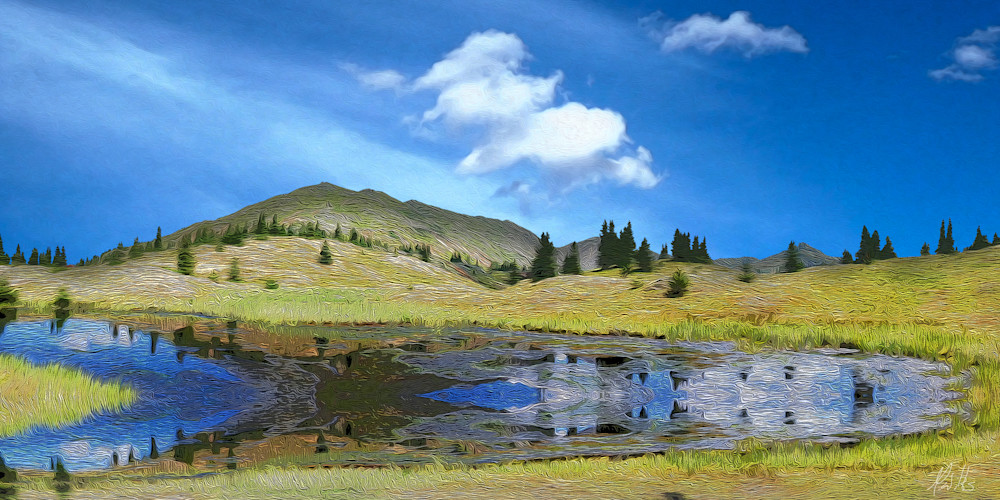 Reflections beneath Brown Mountain print of photograph of Brown Mountain, San Juan Mountains, Colorado for sale as digital art by Maureen Wilks