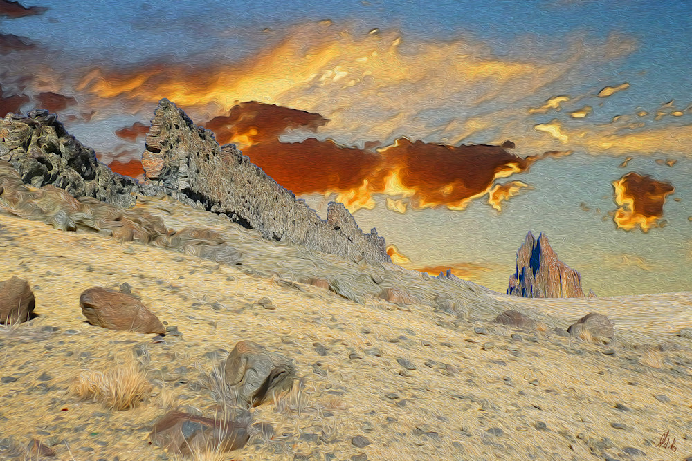 Sunset at Shiprock print of photograph of Shiprock, New Mexico for sale