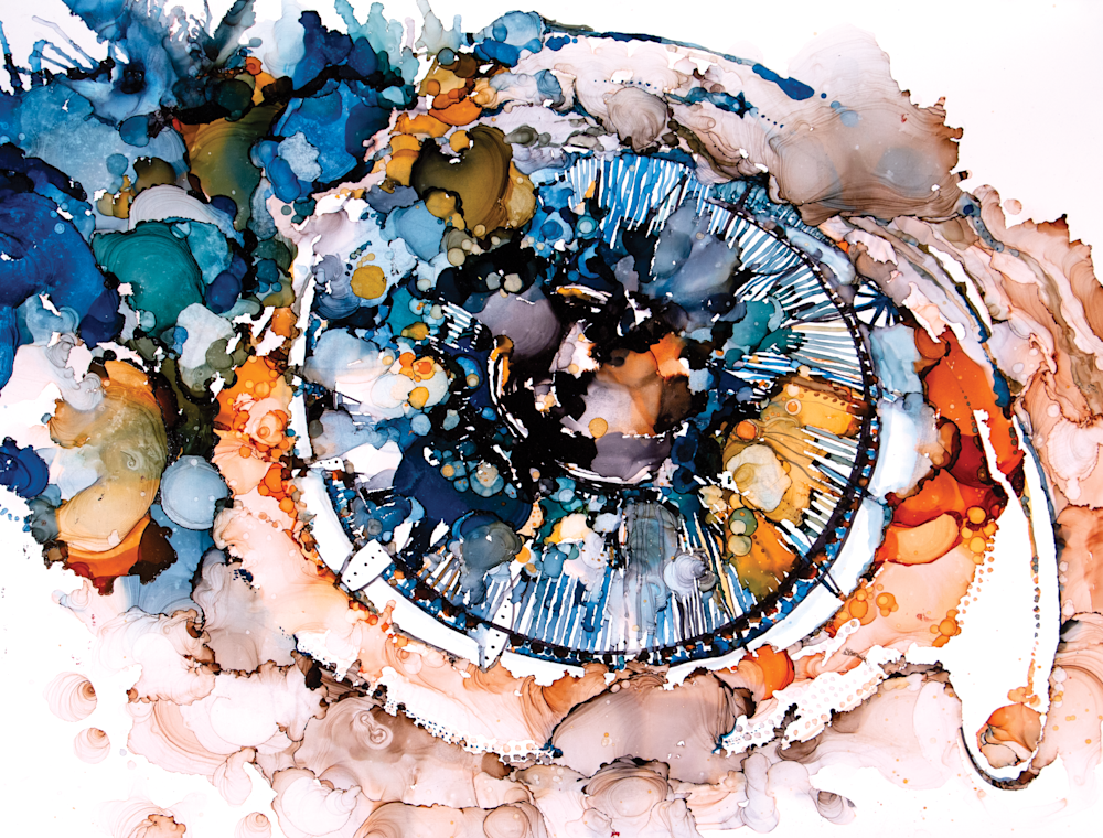 premium print of "Mirror," an abstract intuitive paintings of an eye, ink on paper