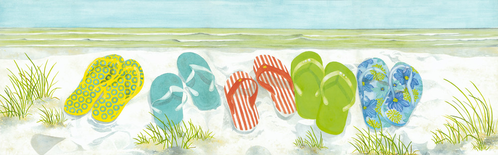 Rainbow of Flip Flops on the Beach Photograph by Teri Virbickis - Fine Art  America