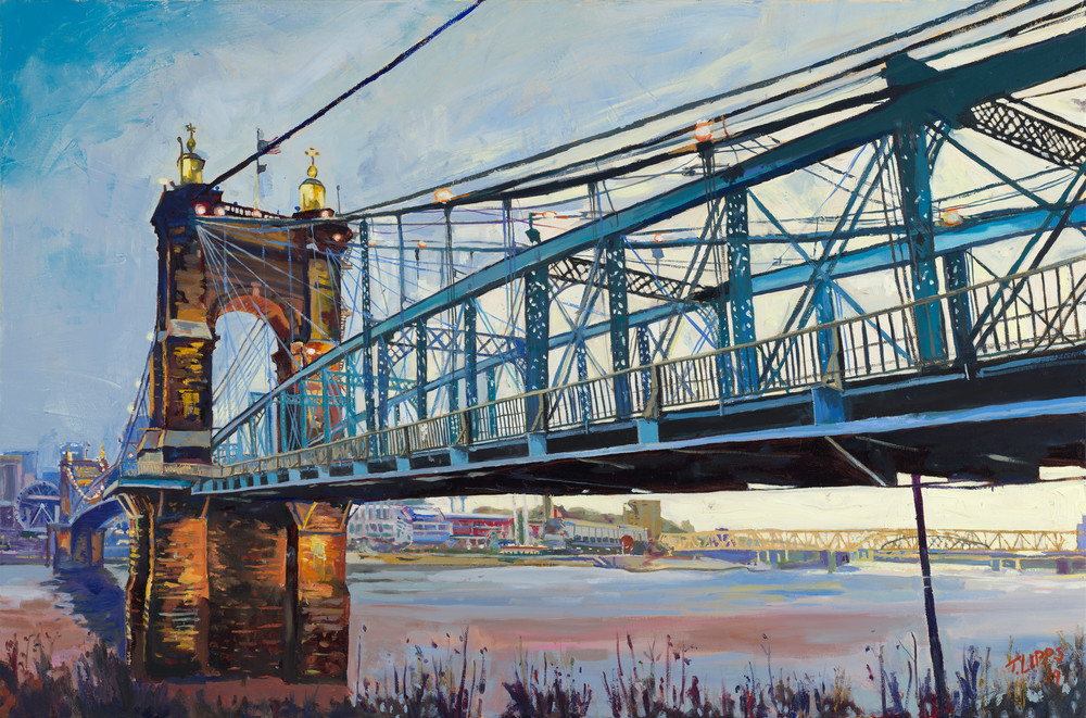 Tony Lipps Art Roebling Suspension Bridge Early morning