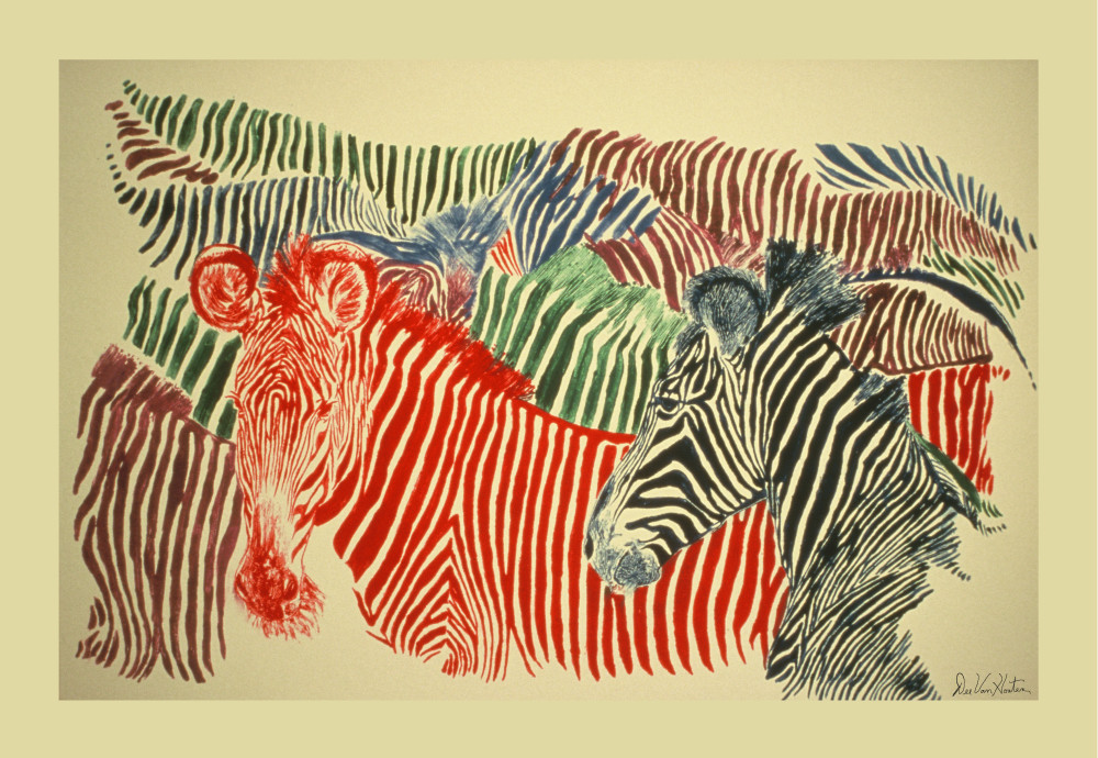 Zebras Monotype Giclee Art Prints