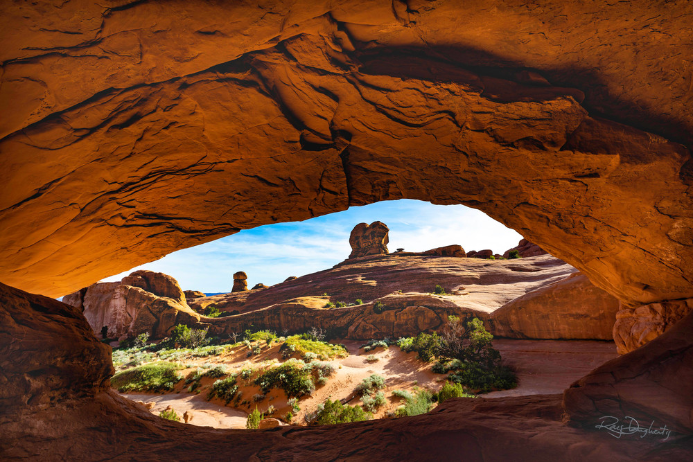 Ancient Glow at Eye of the Whale Arch, Arches National Park, Moab, Utah