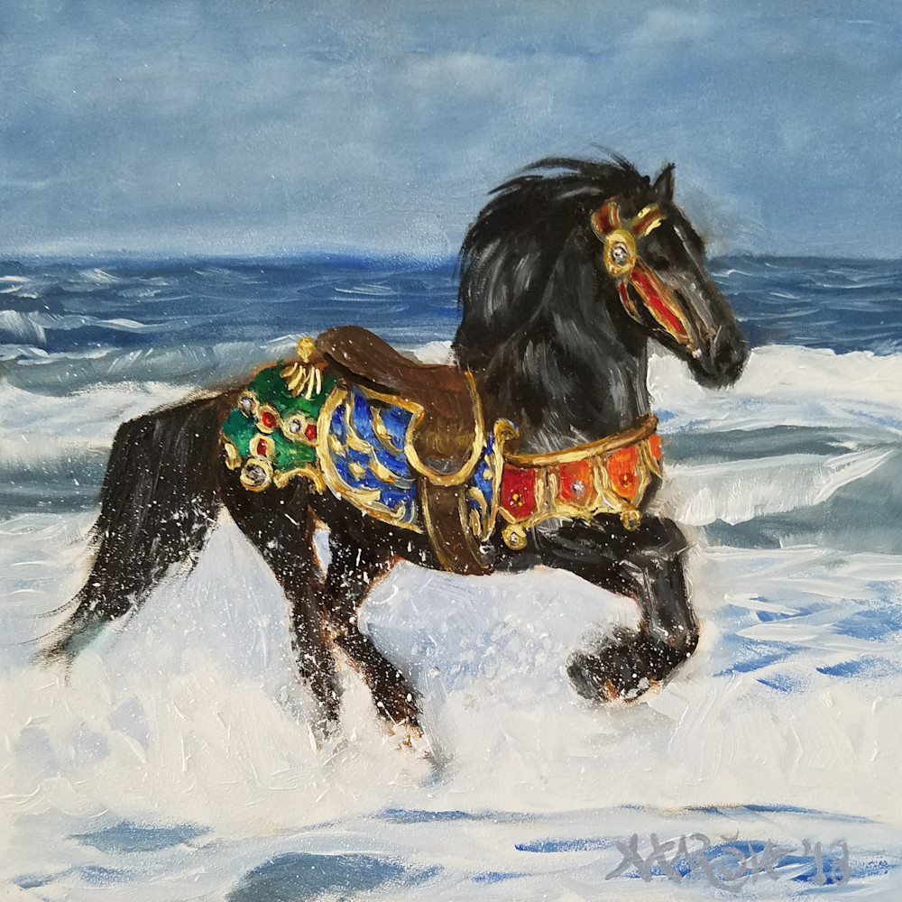 Splashing Carousel Horse Fine Art Prints