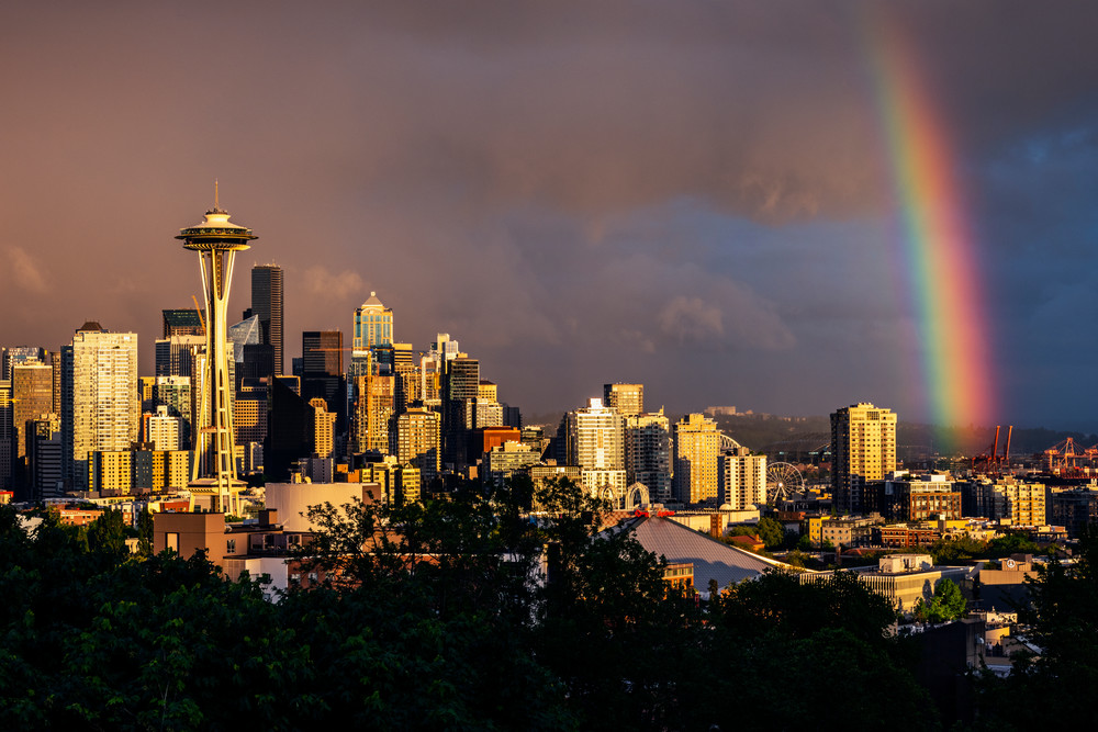 Rainbow from Kerry Park in Seattle