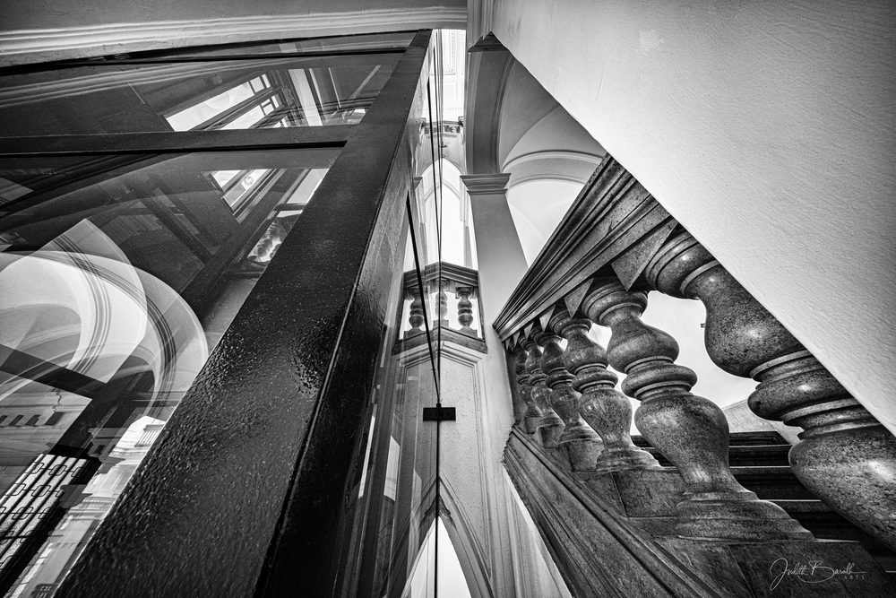 "Staircase Details" B&W photograph by Judith Barath.