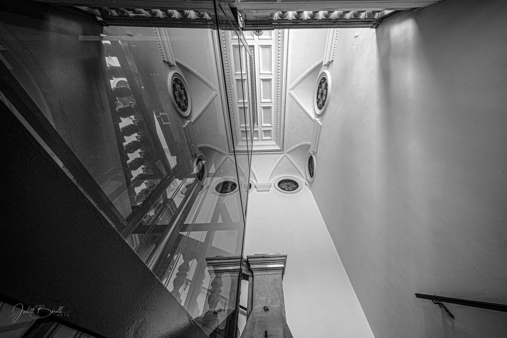 Staircase Reflections B&W photograph by Judith Barath