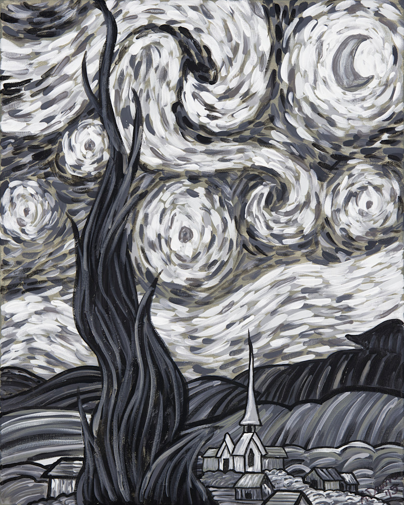 Starry Night In Black And White  Art | a.dawn art