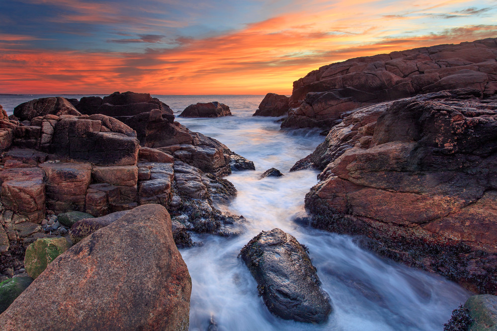 "Narragansett Winter Sunrise" Rhode Island Coast Seascape Photography