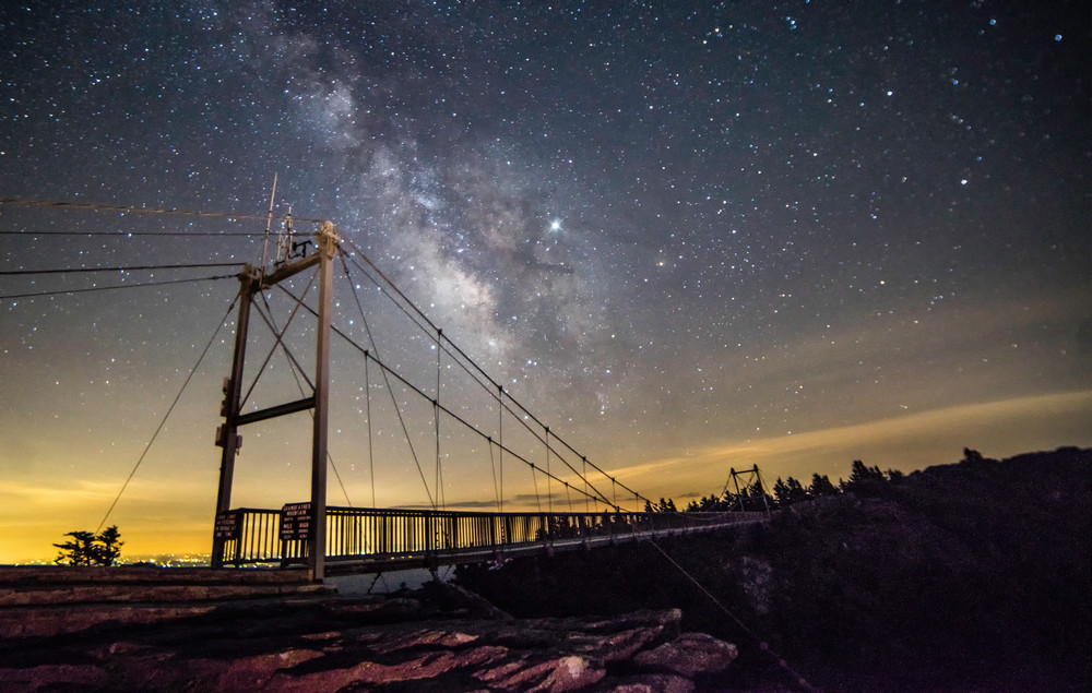 Grandfather Mountain Bridge At Midnight Art | Drew Campbell Photography