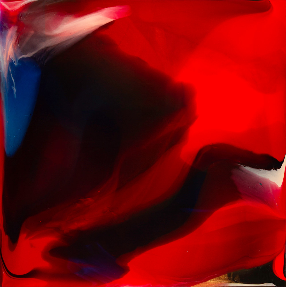 en rouge, dramatic red acrylic painting by Beth Shapiro