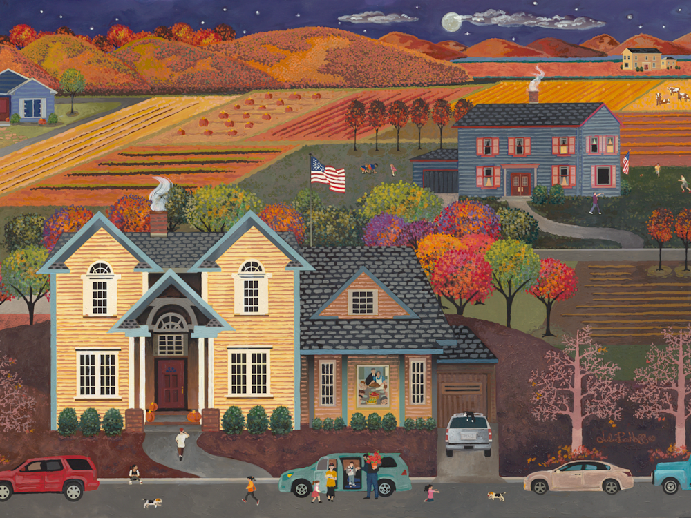 Thanksgiving Americana family Folk art Fine Art Prints