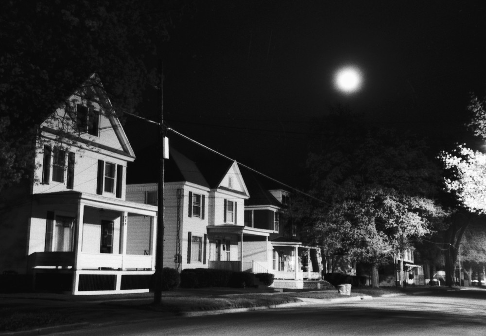 Moon & Small Town Street Photography Art | Peter Welch