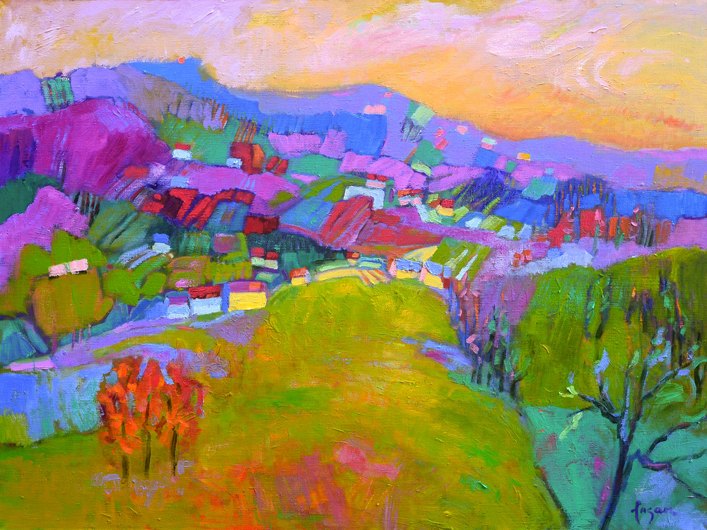 Abstract Purple Mountain Landscape Painting, Fine Art Print by Dorothy Fagan