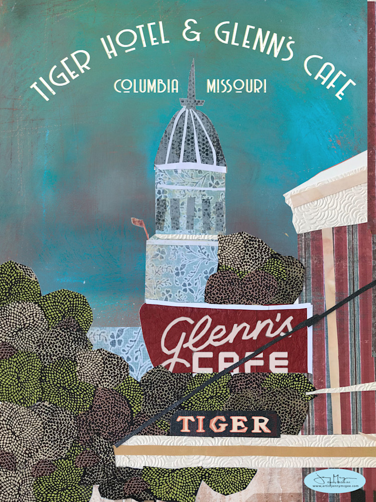 Glenn's Cafe and Tiger Hotel - Columbia Missouri History Art Print | Artist Jenny McGee 