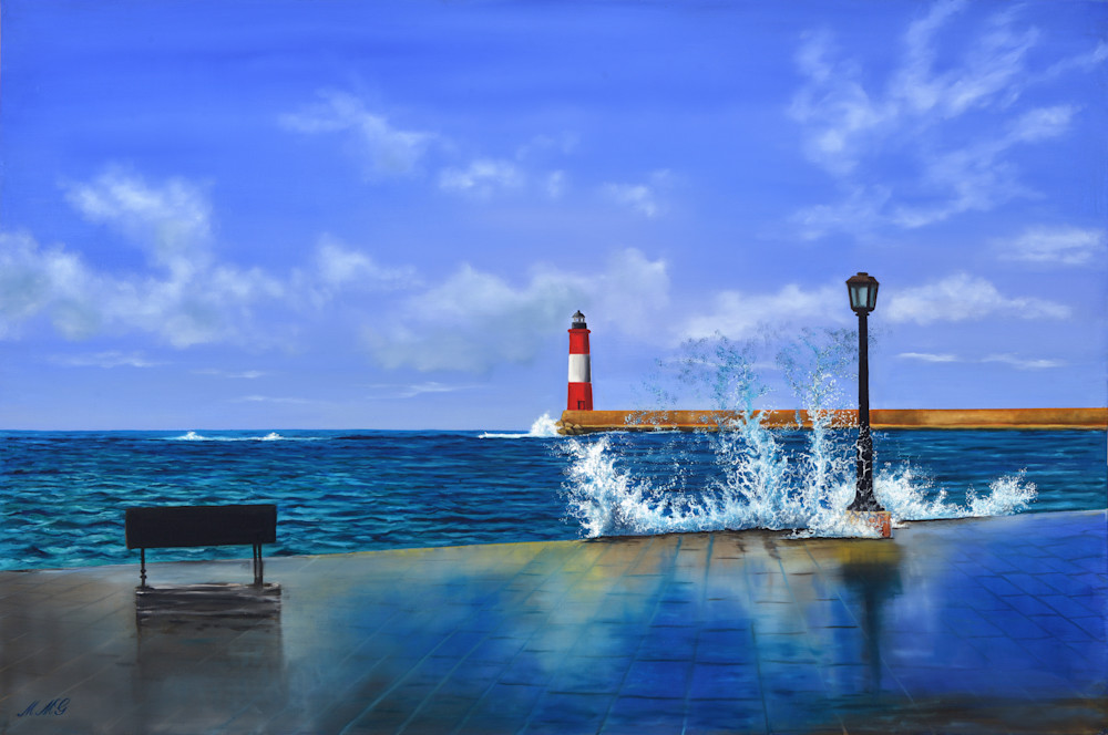 Pier View Of Lighthouse Art | MMG Art Studio | Fine Art Colorado Gallery