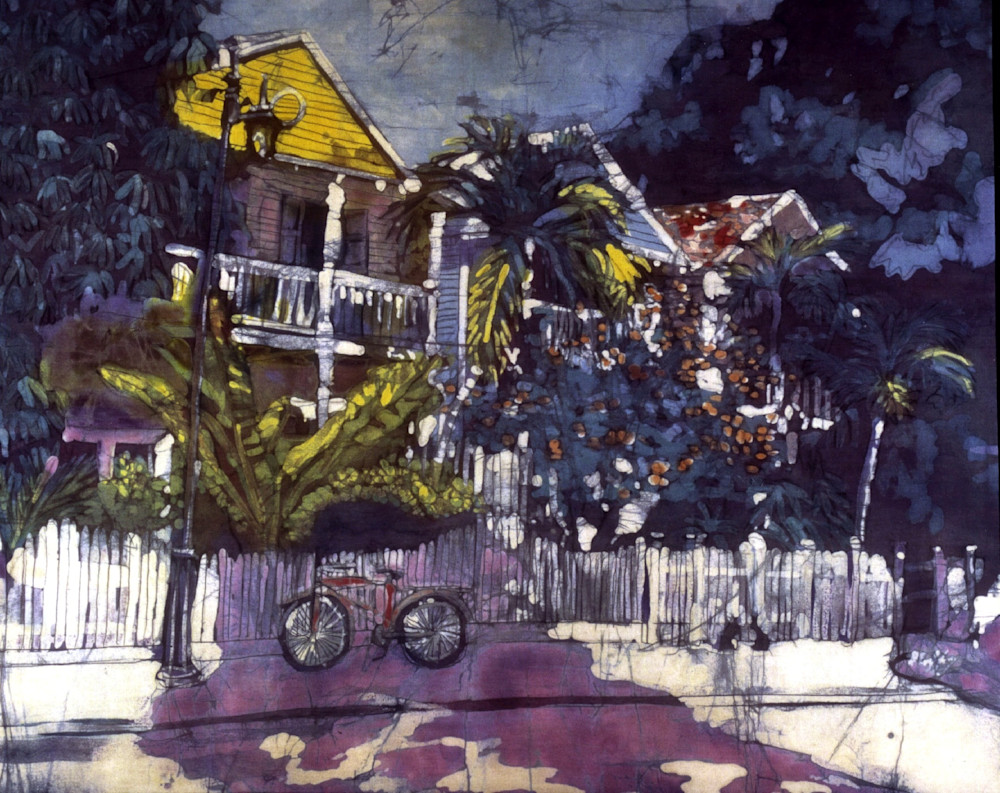 Whitehead Street is a batik painting of Whitehaead Street, Key West created by artist Muffy Clark Gill