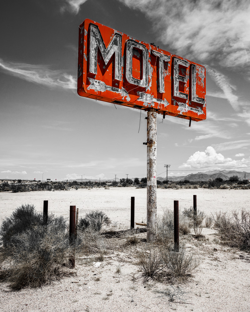 Motel sign on historic Route 66 Arizona