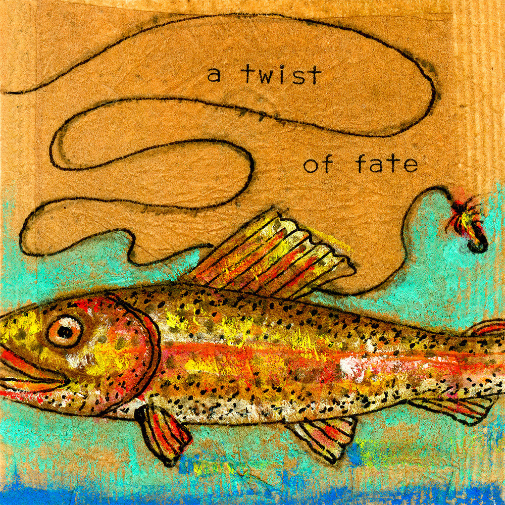 Rainbow Trout, Illustrated Teabag by Artist Mary Hanrahan, Taos NM