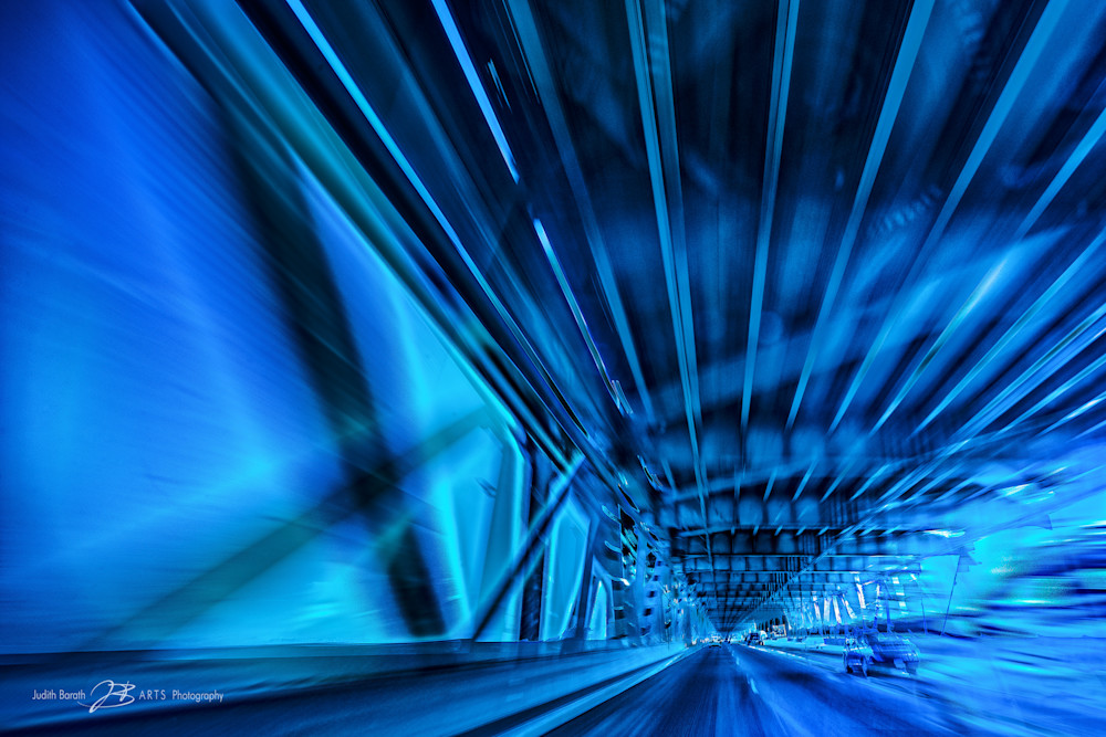 Under the Bay Bridge in Blue - photograph by Judith Barath