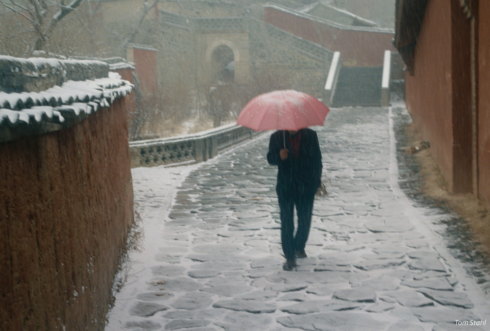 Snowstorm, Wutaishan Temple, China, 1994. Photography Art | Tom Stahl Photography
