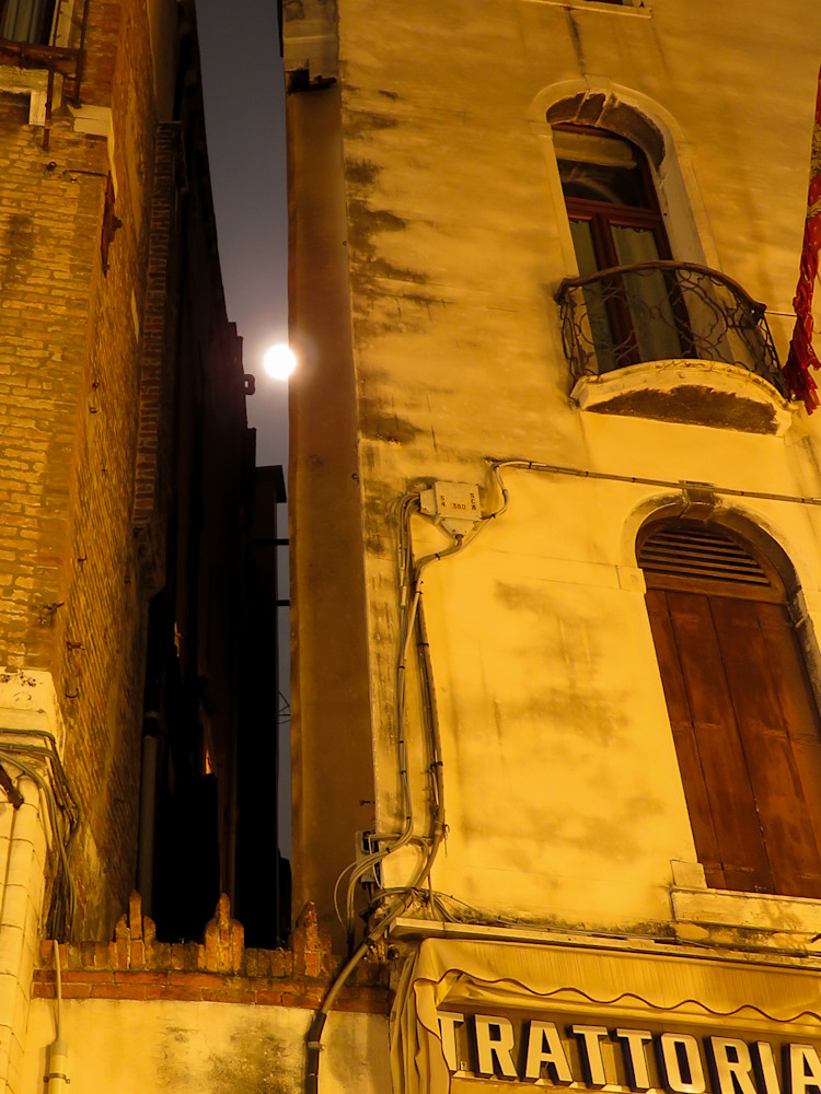 Moon Peeks through Gap, Venice, Italy